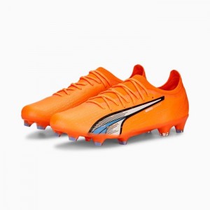 Tacos de Futbol Puma ULTRA ULTIMATE FG/AG Mujer Naranjas Blancos Azules | 72135-SQLT