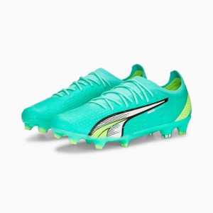 Tacos de Futbol Puma ULTRA ULTIMATE FG/AG Hombre Blancos Amarillos | 89017-SFTW