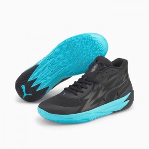 Tenis Basquetbol Puma MB.02 Mujer Negros Azules Turquesa | 28415-HWAF
