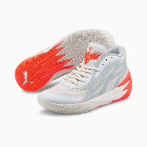 Tenis Basquetbol Puma MB.02 Mujer Plateadas Grises Naranjas | 91256-RZIC