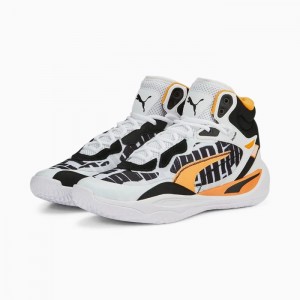 Tenis Basquetbol Puma Playmaker Pro Mid Block Party Mujer Blancos | 31925-SGKH