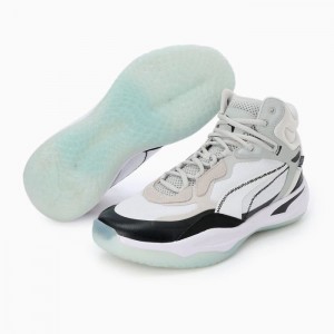 Tenis Basquetbol Puma Playmaker Pro Mid Hombre Blancos Negros | 43709-VHUL