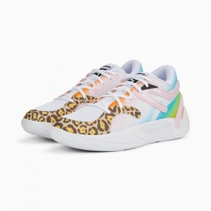 Tenis Basquetbol Puma TRC Blaze Court Hombre Turquesa Claro Rosas | 26413-IARG