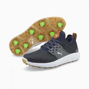 Tenis Golf Puma IGNITE ARTICULATE Wide Hombre Azul Marino Plateados | 56318-CSVJ