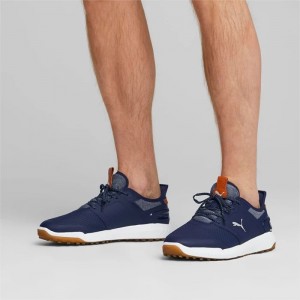 Tenis Golf Puma IGNITE Elevate Wide Hombre Azul Marino Plateados | 09176-FZJT