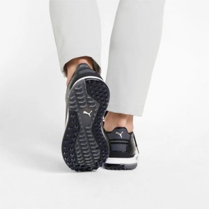 Tenis Golf Puma PROADAPT ALPHACAT Leather Hombre Negros Plateados | 26374-ONKE