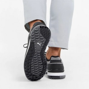 Tenis Golf Puma PROADAPT Alphacat Wide Hombre Negros Plateados | 38915-KSCH
