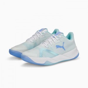 Tenis Netball Puma Accelerate Turbo Nitro II W Mujer Blancos Morados Turquesa Claro | 40318-EQVZ