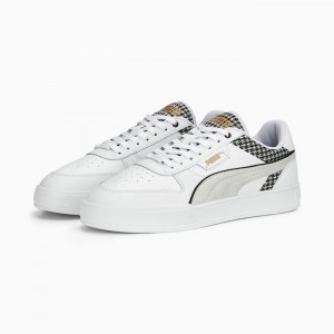 Tenis Puma Caven Dime Houndstooth Hombre Blancos Negros Dorados | 91564-MAFE