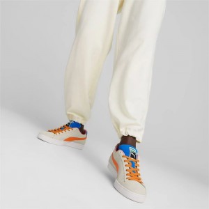 Tenis Puma Suede Cord Hombre Blancos Azul Rey Naranjas | 73810-DCJH