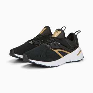 Tenis Training Puma Forever XT Metallic Mujer Negros Blancos Dorados | 43509-MDQS