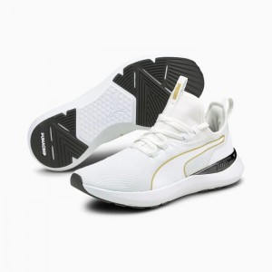 Tenis Training Puma Pure XT Moto Mujer Blancos Dorados | 64587-RSIG
