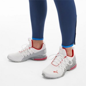 Tenis para Correr Puma Axelion Block Hombre Blancos Rojos | 35078-JNES