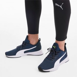 Tenis para Correr Puma Flyer Mujer Azules Oscuro Amarillos Blancos | 05826-QWNZ