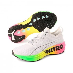 Tenis para Correr Puma ForeverRun NITRO Futrograde Hombre Blancos Verdes | 70698-MHYZ